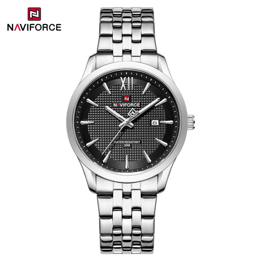 NaviForce NF9255 negro con brazalete de acero, vista frontal