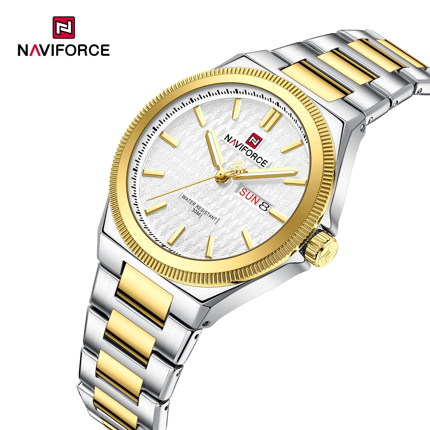 NaviForce NF9285 blanco / dorado, vista lateral