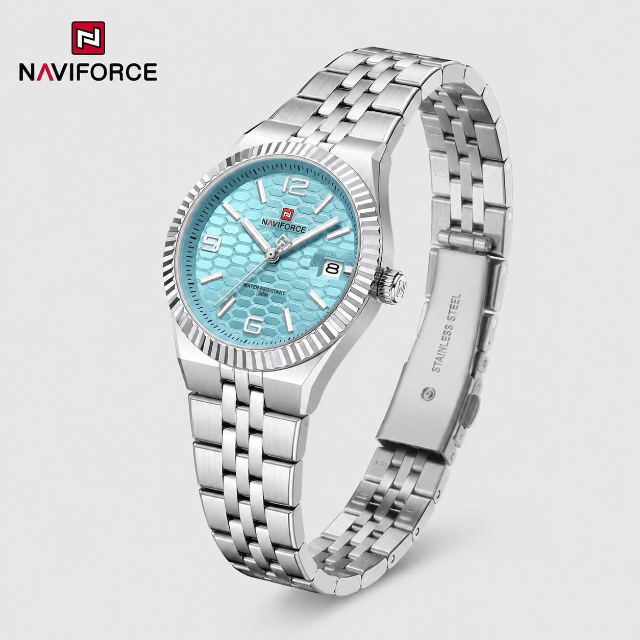NaviForce NF5079 azul claro / acero, vista lateral