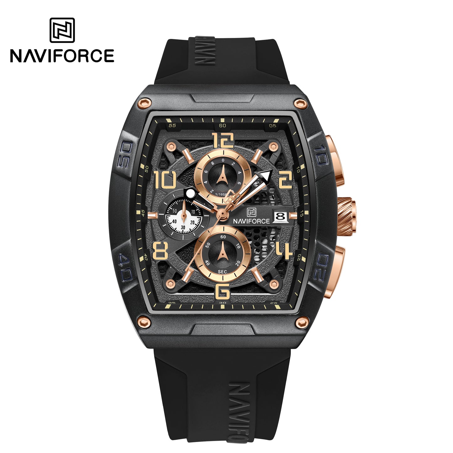 NaviForce NF8052 negro / oro rosa, vista frontal