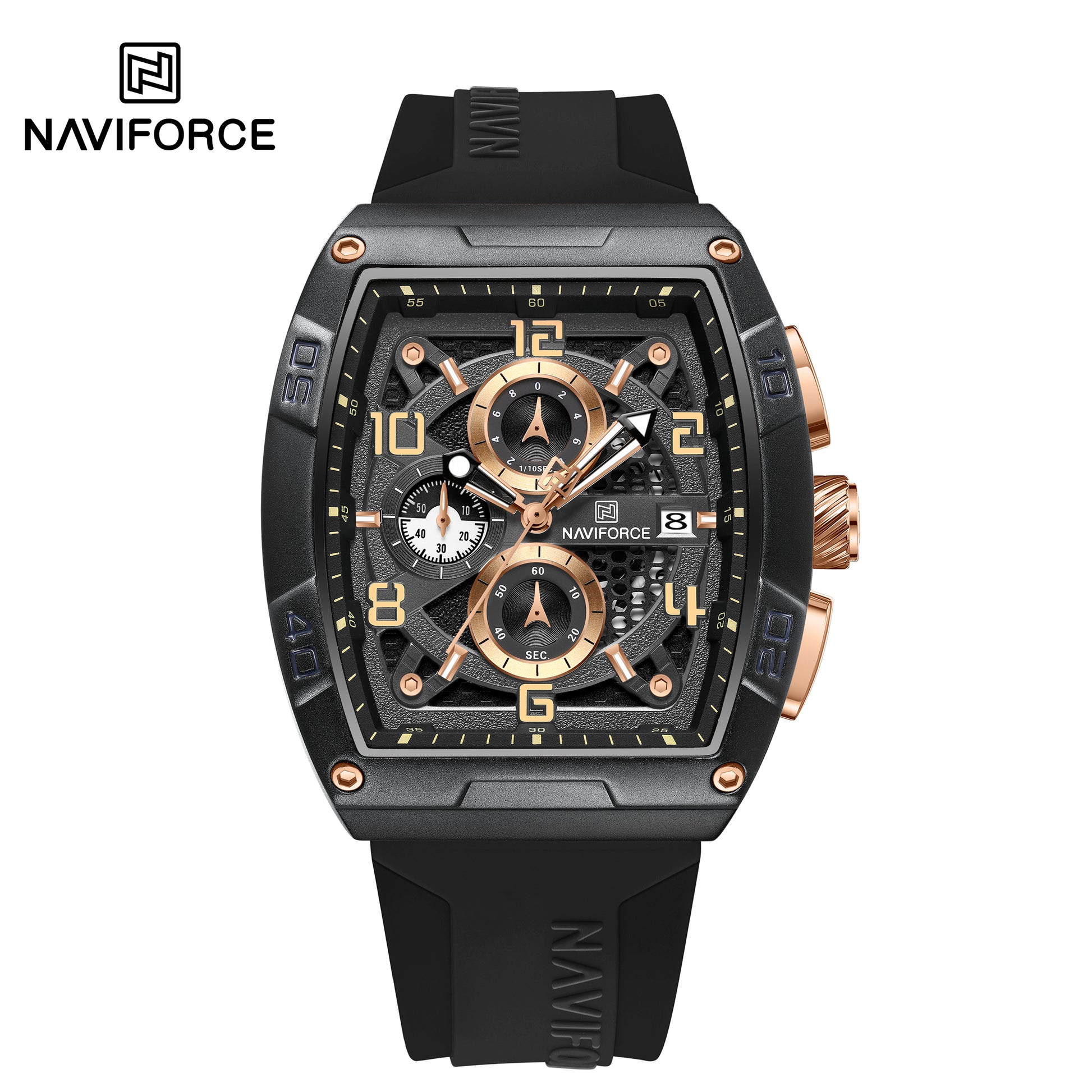 NaviForce NF8052 negro / oro rosa, vista frontal