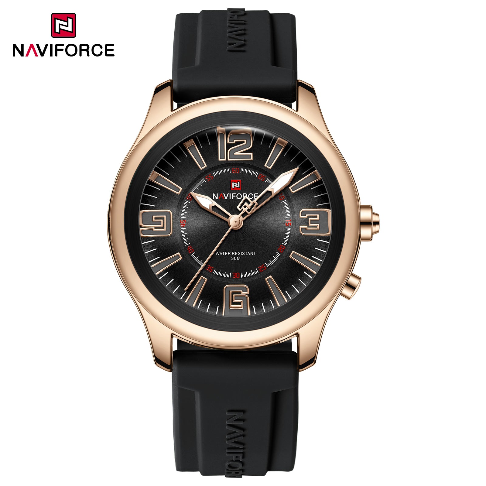 NaviForce NF9256 negro / oro rosa, vista frontal