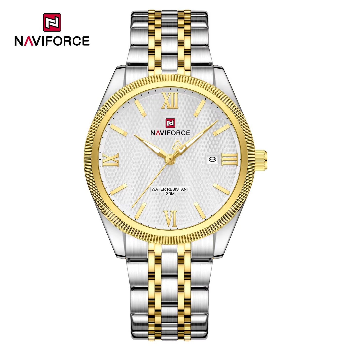NaviForce NF9282 blanco / dorado, vista frontal