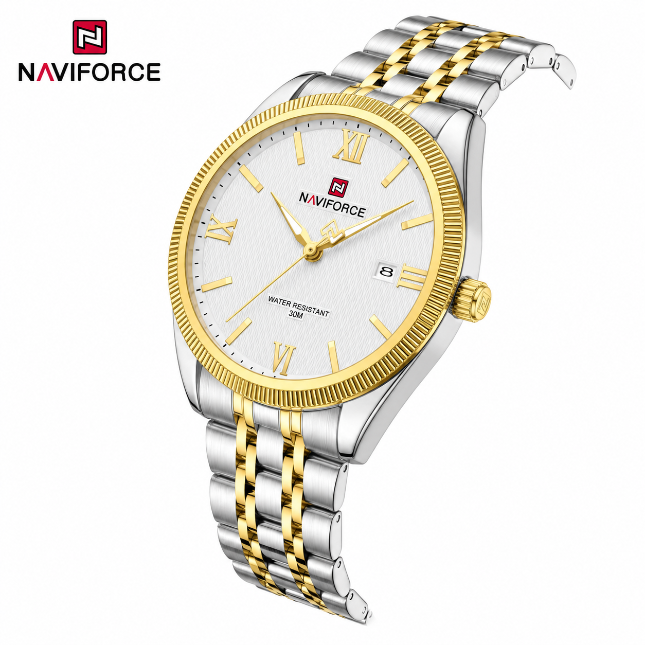 NaviForce NF9282 blanco / dorado, vista lateral